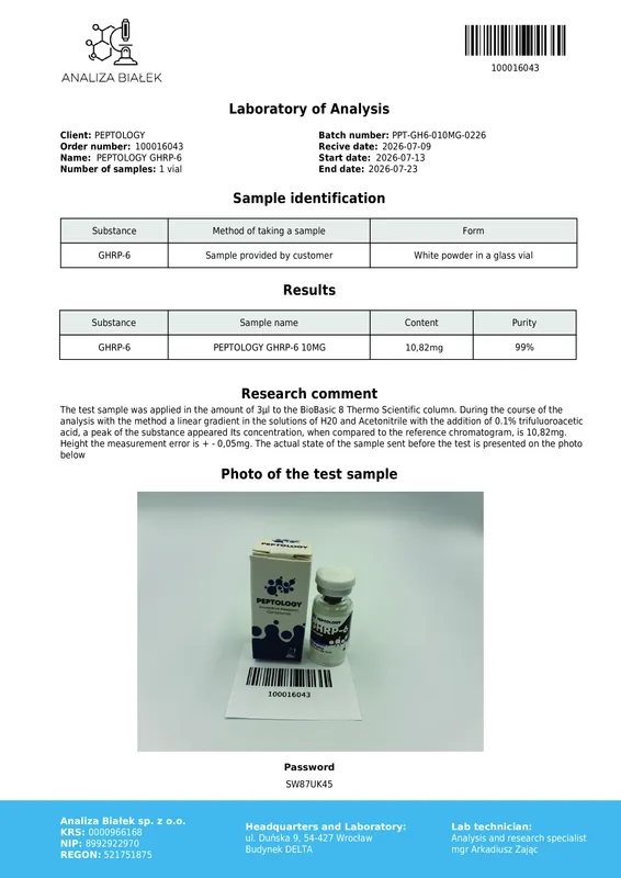 GHRP-6 10 mg – Mimético de la grelina (agonista de GHS-R1a) – imagen 2