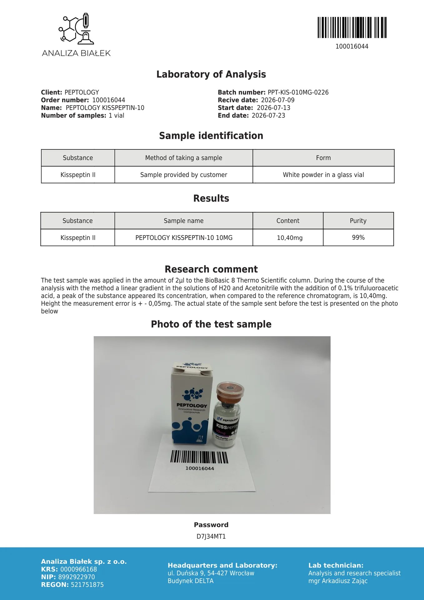 Kisspeptin-10 5 mg/10 mg – Regulador peptídico del eje hormonal (estimulador de la GnRH) – imagen 3