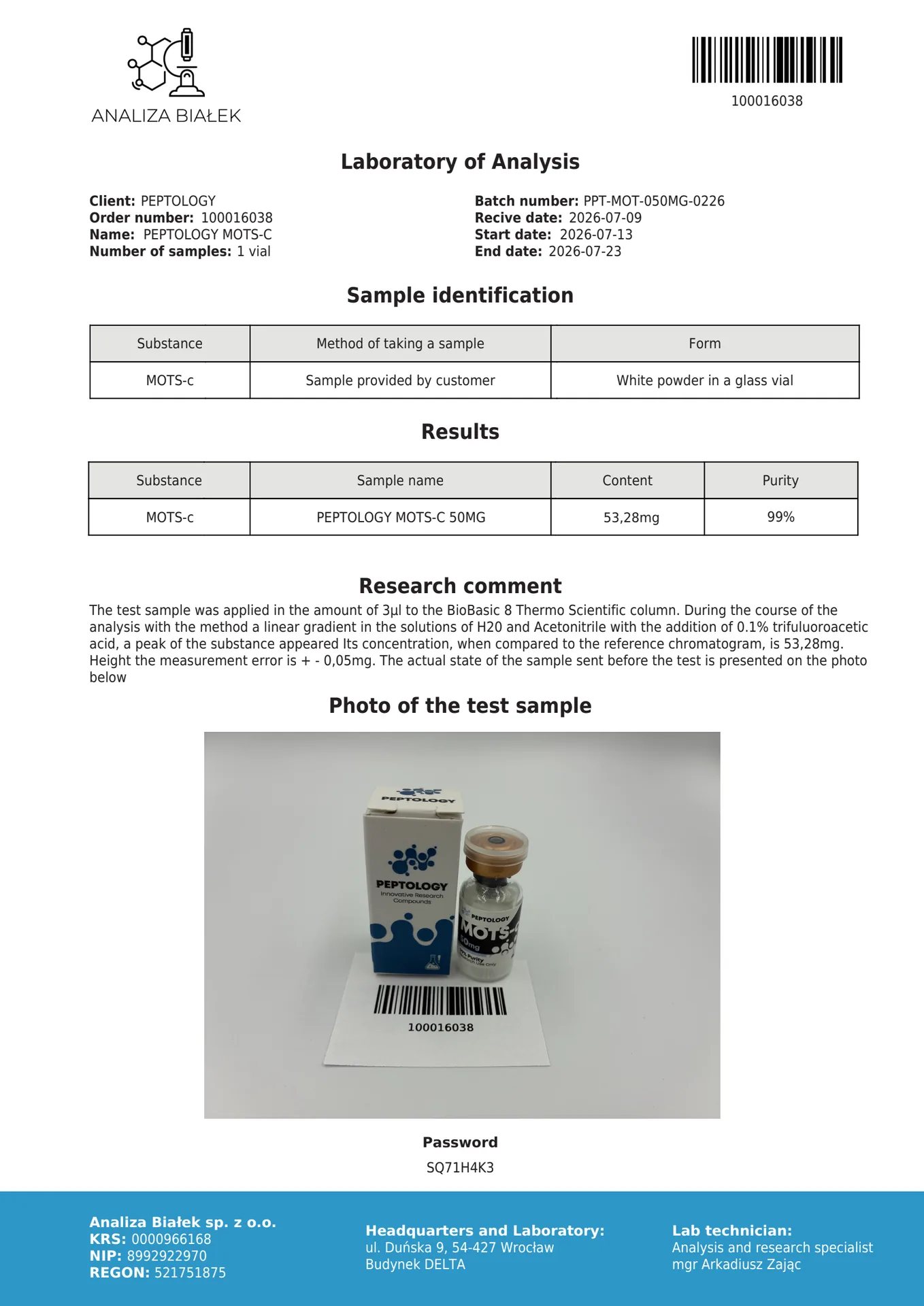 MOTS-c 10 mg / 50 mg – Péptido de origen mitocondrial para investigación – imagen 3