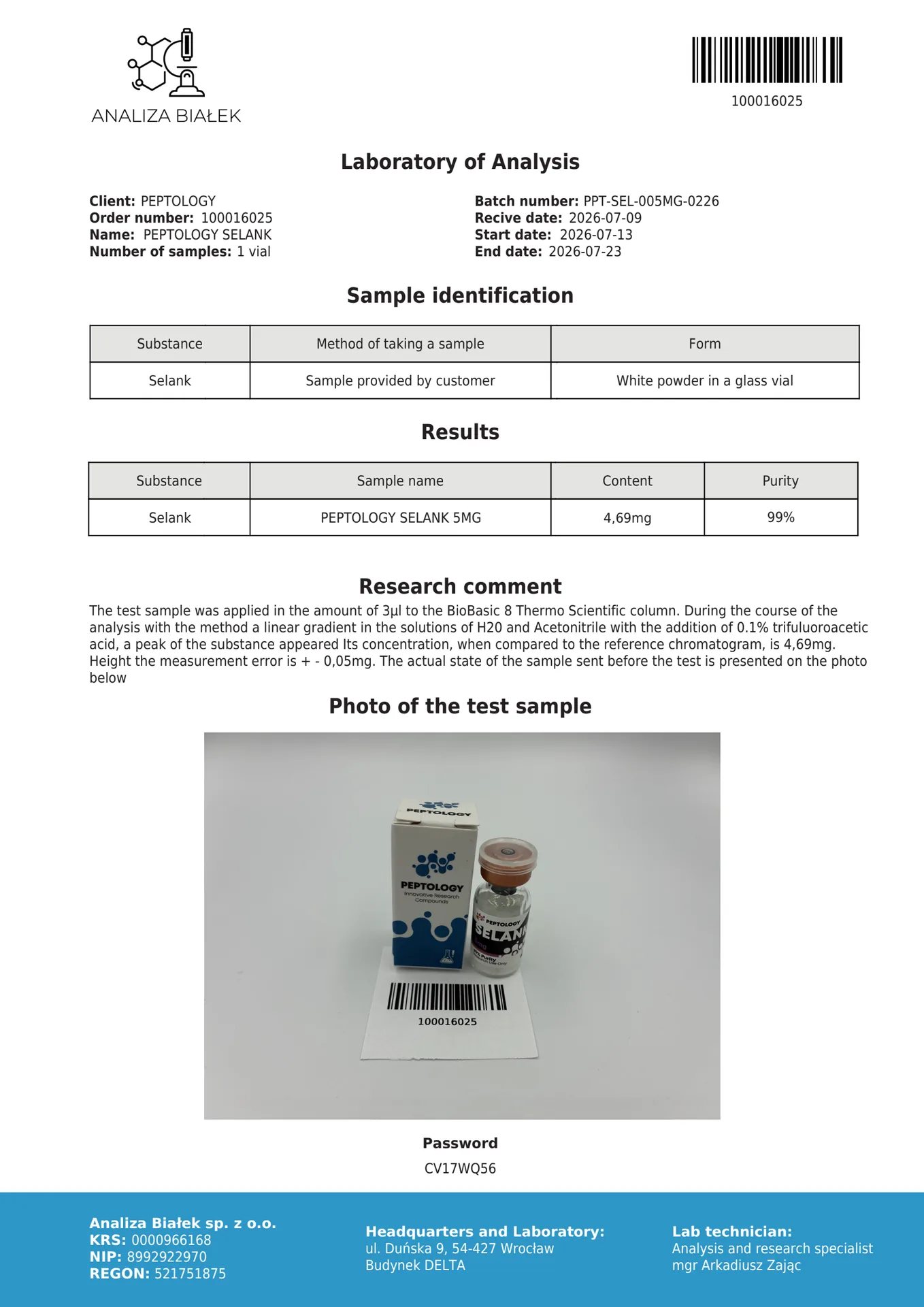 Selank 5mg/10mg – Análogo sintético de la tuftsina para investigación – imagen 2