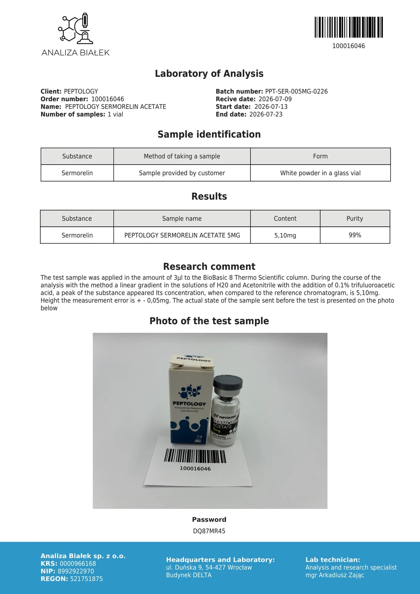 Sermorelin Acetate 5 mg – Estimulador de la hormona del crecimiento (GHRH) – imagen 2