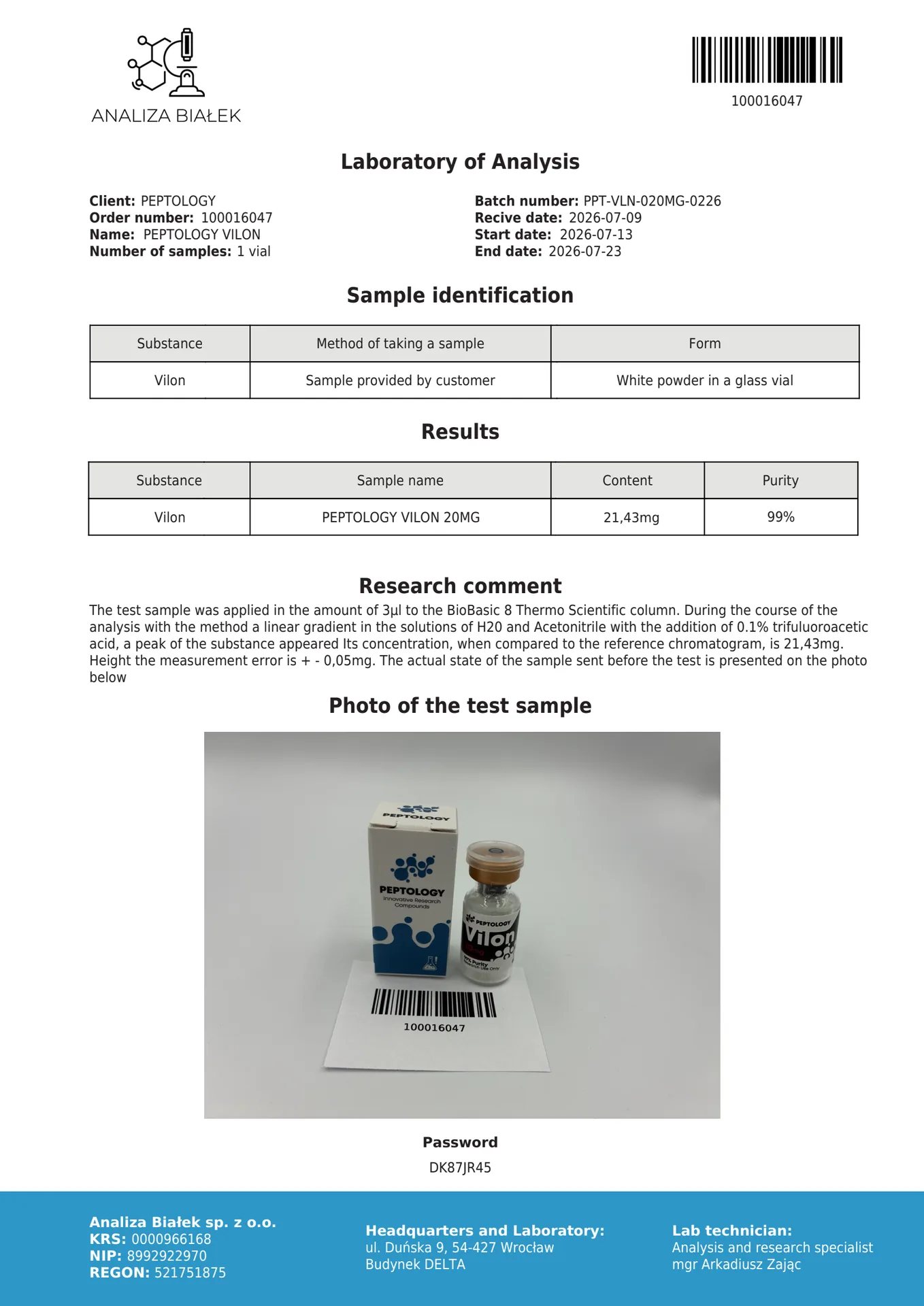 Vilon 20 mg – Dipéptido biorregulador (Lys-Glu) para investigación – imagen 2